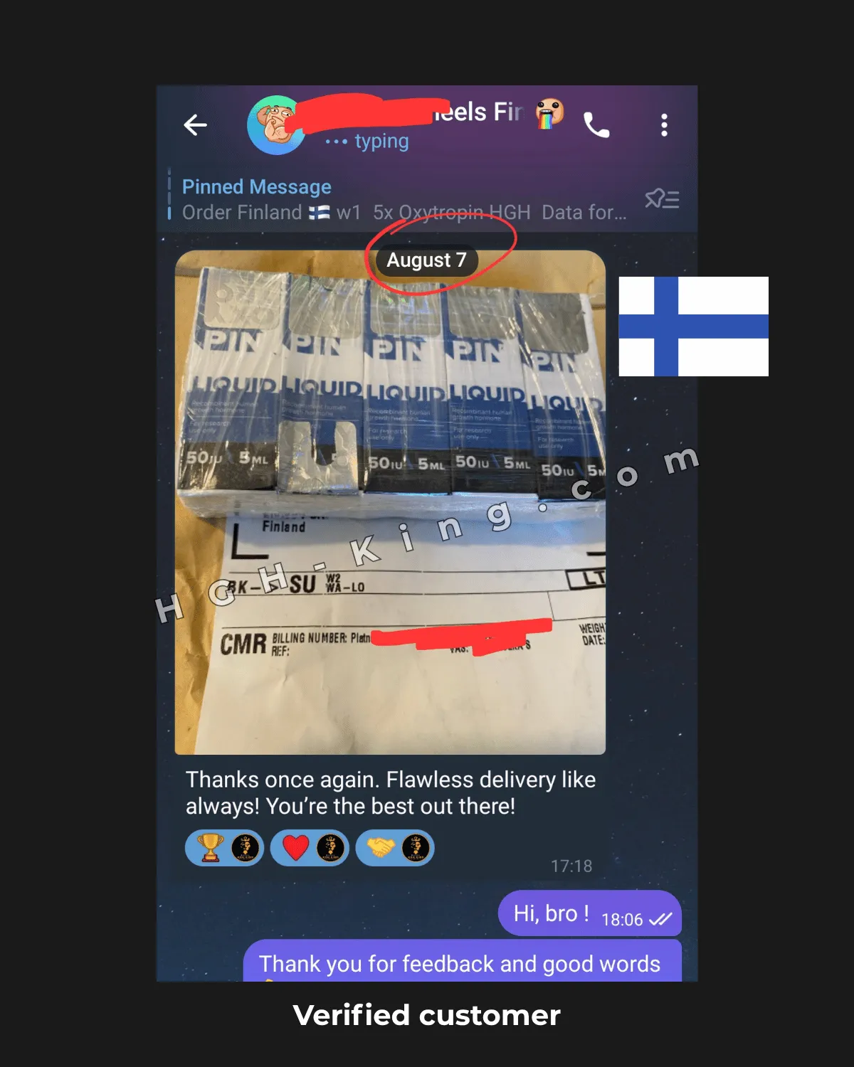 Feedback and review by customer from Finland , HGH order