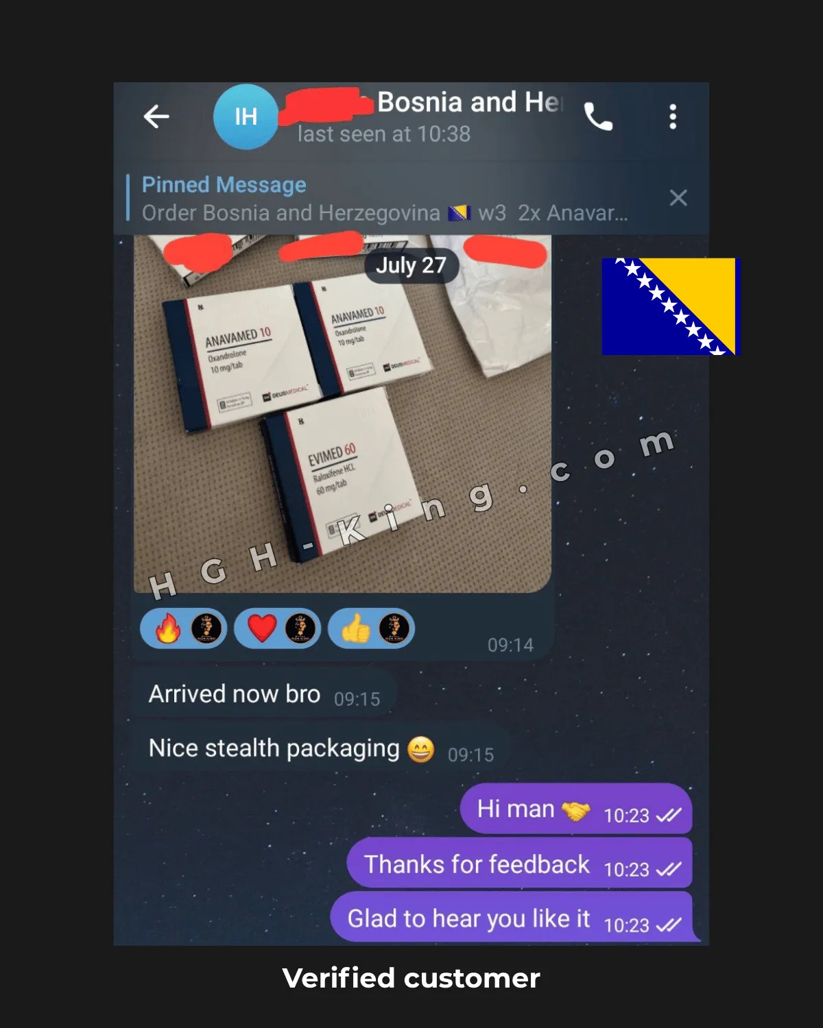 Feedback and review by customer from Bosnia and Herzegovina , deus medical